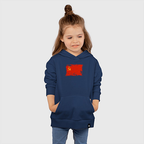 Детская толстовка-худи Рваный флаг СССР / Тёмно-синий – фото 4