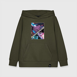 Толстовка детская хлопковая Джотаро Куджо из ДжоДжо, цвет: хаки
