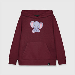 Толстовка детская хлопковая Милый Слонёнок Сидит, цвет: меланж-бордовый