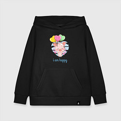 Толстовка детская хлопковая Iam happy поросенок, цвет: черный