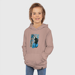 Толстовка детская хлопковая Футболка с изображением черепа кошки, цвет: пыльно-розовый — фото 2