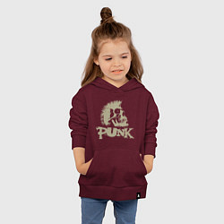 Толстовка детская хлопковая Punk Skull, цвет: меланж-бордовый — фото 2