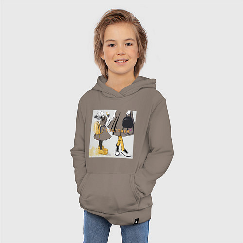 Детская толстовка-худи Мама и дочка с мороженым держатся за руки надпись / Утренний латте – фото 3