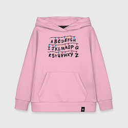 Толстовка детская хлопковая STRANGER THINGS ALPHABET, цвет: светло-розовый