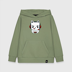 Толстовка детская хлопковая Кот игроман The cat is a gambler, цвет: авокадо