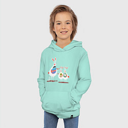 Толстовка детская хлопковая МАМА ЗАЙЧИХА С ПАСХАЛЬНЫМИ ЗАЙЧАТАМИ, цвет: мятный — фото 2