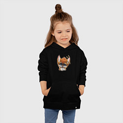 Толстовка детская хлопковая Прикольный лисёнок с прищепками на левом ухе, цвет: черный — фото 2