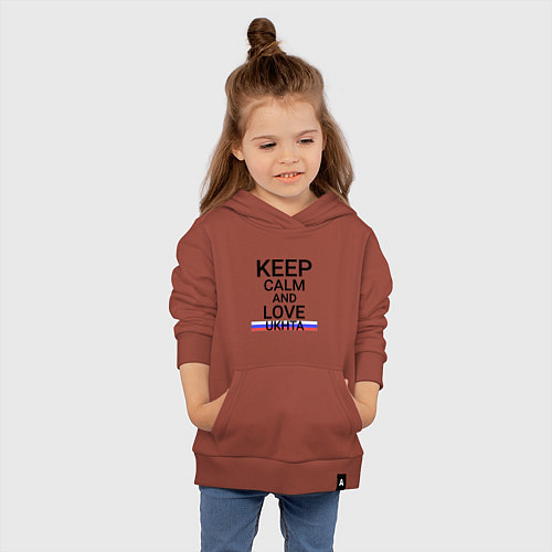 Детская толстовка-худи Keep calm Ukhta Ухта / Кирпичный – фото 4