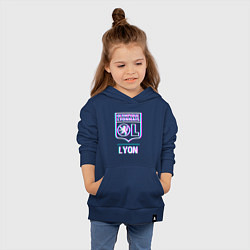 Толстовка детская хлопковая Lyon FC в стиле Glitch, цвет: тёмно-синий — фото 2