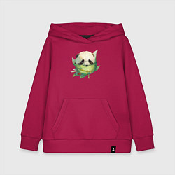Толстовка детская хлопковая Детёныш панды в гнезде из листьев, цвет: маджента