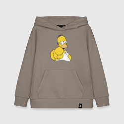 Толстовка детская хлопковая Гомер Симпсон указывает пальцем, цвет: утренний латте