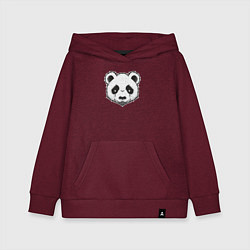 Толстовка детская хлопковая Голова милой панды, цвет: меланж-бордовый