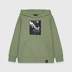 Толстовка детская хлопковая Оранжевая луна и дикий альпинизм, цвет: авокадо
