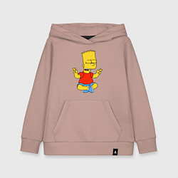 Толстовка детская хлопковая Барт Симпсон - сидит со скрещенными пальцами, цвет: пыльно-розовый