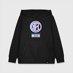 Толстовка детская хлопковая Inter FC в стиле glitch, цвет: черный