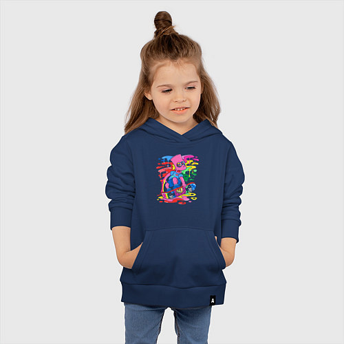 Детская толстовка-худи Барт Симпсон - крутой скейтер - разноцветные клякс / Тёмно-синий – фото 4