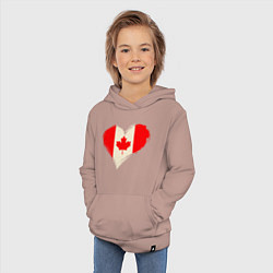 Толстовка детская хлопковая Сердце - Канада, цвет: пыльно-розовый — фото 2