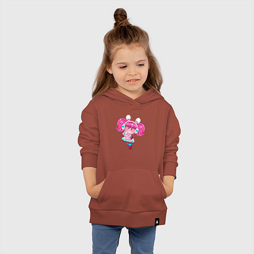 Детская толстовка-худи Маленькая девочка с розовыми волосами / Кирпичный – фото 4
