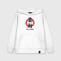 Детская толстовка-худи Jiu jitsu red splashes logo