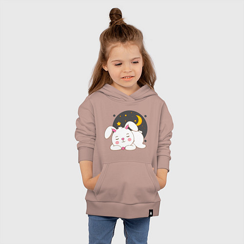 Детская толстовка-худи Спящий Зайка / Пыльно-розовый – фото 4