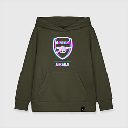 Толстовка детская хлопковая Arsenal FC в стиле glitch, цвет: хаки