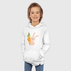 Толстовка детская хлопковая Кролик с морковкой, цвет: белый — фото 2