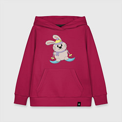 Толстовка детская хлопковая Кролик - лыжник, цвет: маджента