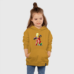 Толстовка детская хлопковая Крутой Барт Симпсон с оружием на плече и скейтборд, цвет: горчичный — фото 2