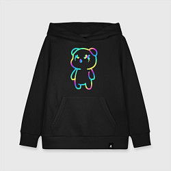 Толстовка детская хлопковая Cool neon bear, цвет: черный