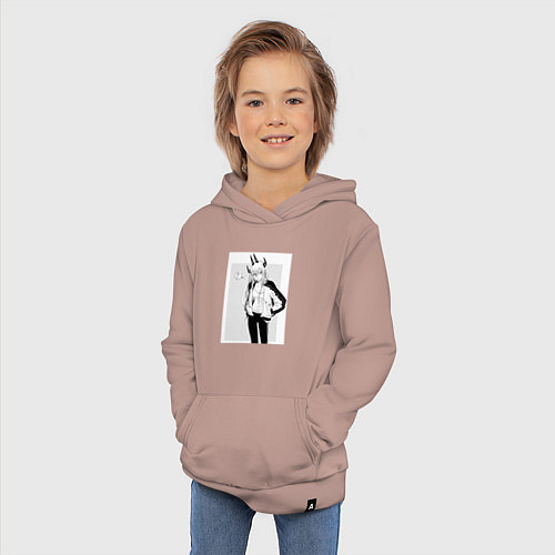 Детская толстовка-худи Человек-бензопила Пауэр / Пыльно-розовый – фото 3