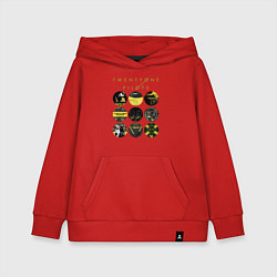 Толстовка детская хлопковая Twenty One Pilots коллаж, цвет: красный