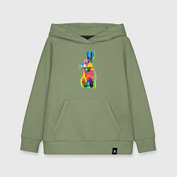 Толстовка детская хлопковая Кролик в стиле поп-арт, цвет: авокадо