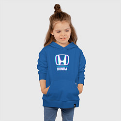 Толстовка детская хлопковая Значок Honda в стиле glitch, цвет: синий — фото 2