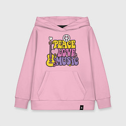 Детская толстовка-худи Мир любовь и музыка
