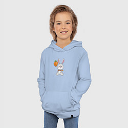 Толстовка детская хлопковая Кролик с воздушной морковкой, цвет: мягкое небо — фото 2