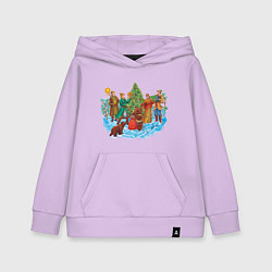 Толстовка детская хлопковая Новый год палех, цвет: лаванда