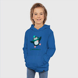 Толстовка детская хлопковая Обнимашки, веселый пингвин, цвет: синий — фото 2