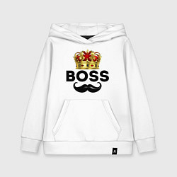 Толстовка детская хлопковая BOSS и корона с усами, цвет: белый