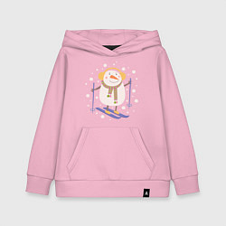 Толстовка детская хлопковая Снеговик лыжник, цвет: светло-розовый