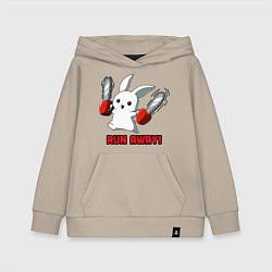 Толстовка детская хлопковая Rabbit run away, цвет: миндальный