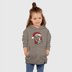 Толстовка детская хлопковая Pug merry christmas, цвет: утренний латте — фото 2