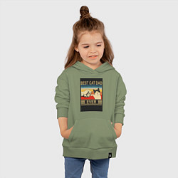Толстовка детская хлопковая Лучший кошачий папа на свете, цвет: авокадо — фото 2