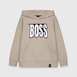 Толстовка детская хлопковая Босс надпись, цвет: миндальный