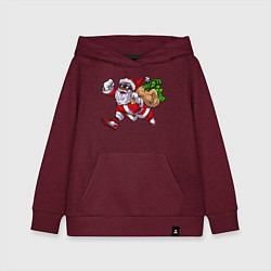 Толстовка детская хлопковая Санта с мешком денег, цвет: меланж-бордовый