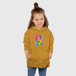 Толстовка детская хлопковая Милый разноцветный зайчик, цвет: горчичный — фото 2