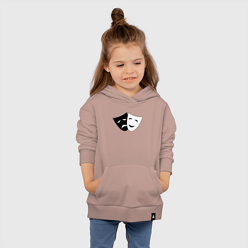 Детская толстовка-худи Театральные маски грусти и радости / Пыльно-розовый – фото 4