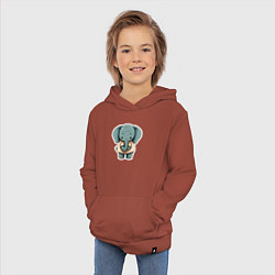 Толстовка детская хлопковая Слоник в футболке, цвет: кирпичный — фото 2
