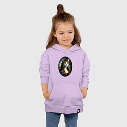 Толстовка детская хлопковая Леди кошка - нейросеть - портрет, цвет: лаванда — фото 2