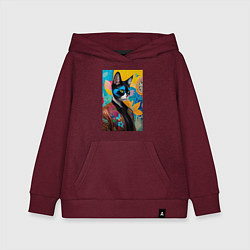 Толстовка детская хлопковая Модный котяра - нейросеть, цвет: меланж-бордовый