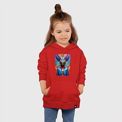 Толстовка детская хлопковая Пришелец в кожаной куртке - нейросеть, цвет: красный — фото 2